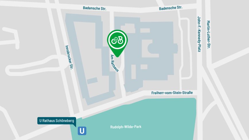 Kartenausschnitt vom ParkYourBike Standort am Rathaus Schöneberg